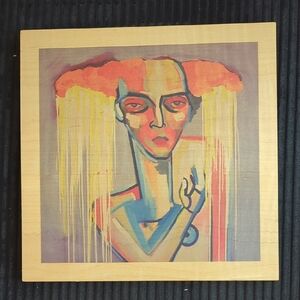 Abstract Portrait Art Print on Wood Panel Size 11.75"x11.75"x1"